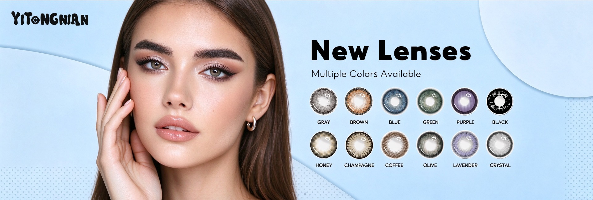 14.5mm green three-tone HEMA colored contact lenses close-up